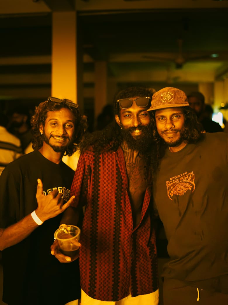 Friends at Mokshaa Hiriketiya indoor party Sri Lanka