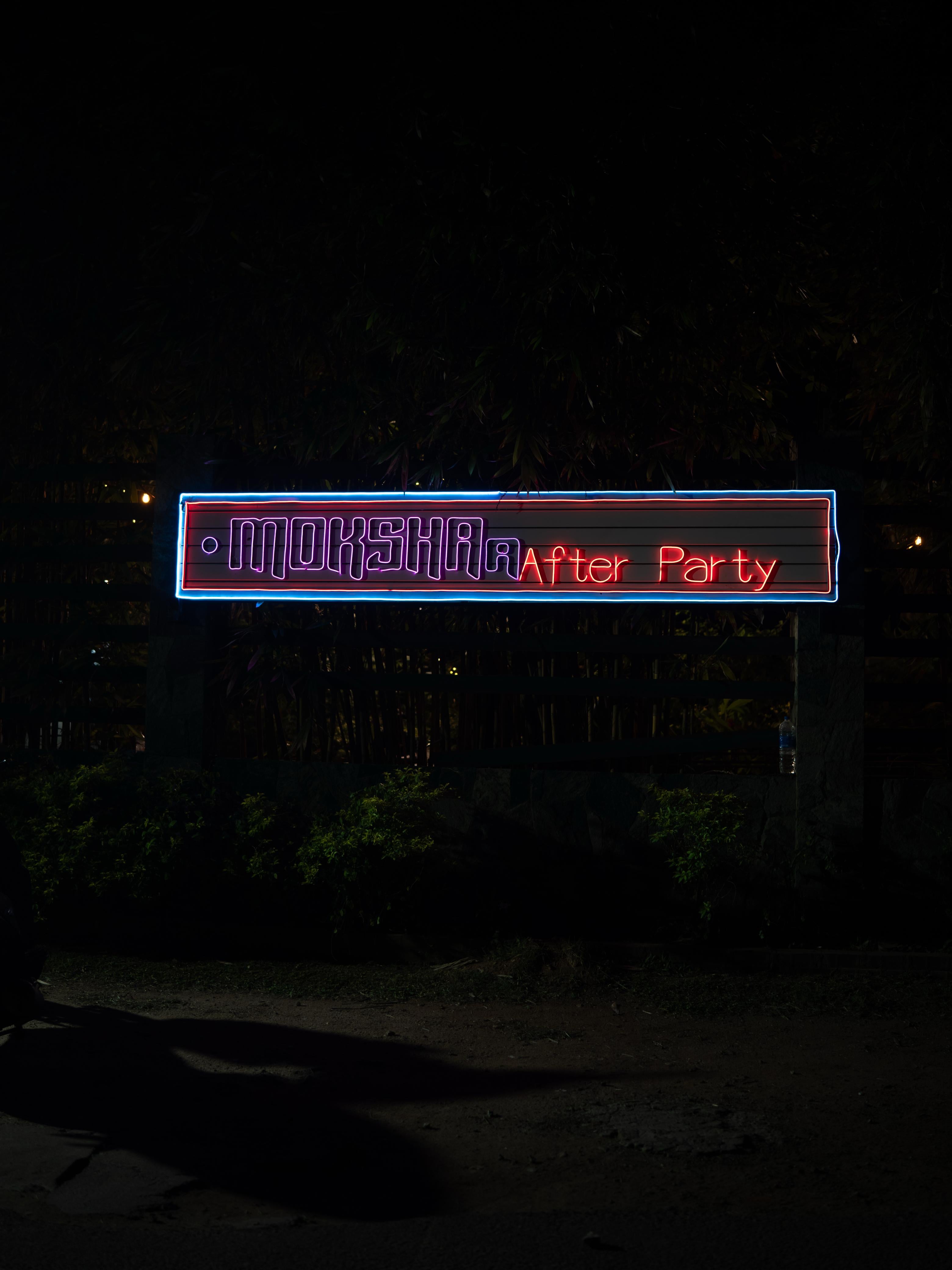 Mokshaa After Party neon sign Hiriketiya Sri Lanka